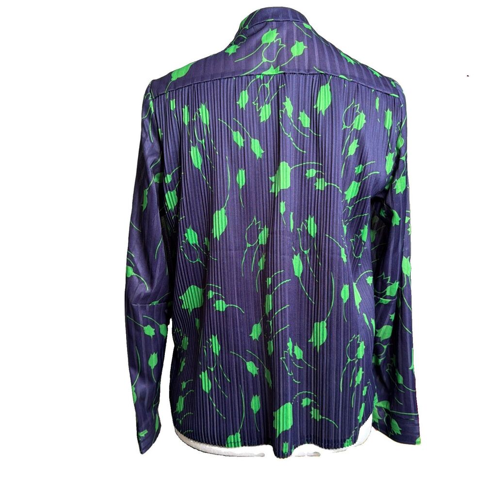 Vintage Julie Francis Botanical Tulip Print Pleated Blouse Made in England 10 - Picture 6 of 8